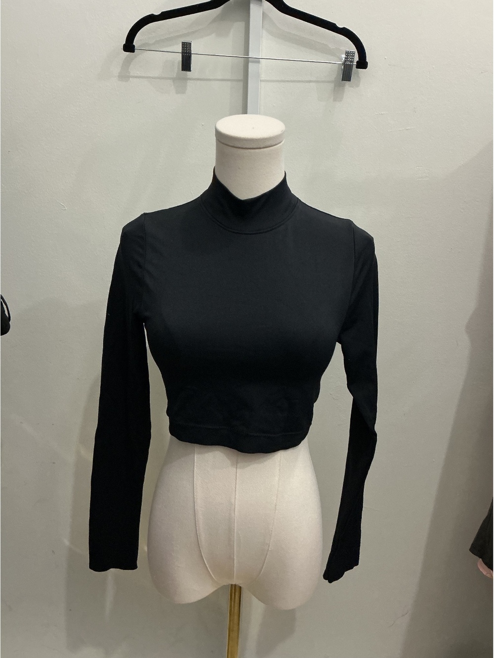 B. By Garage Black Cropped Long Sleeve Turtleneck